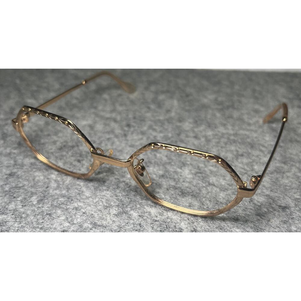 Vintage 18K Gold Plated Glasses FRAMES ONLY Hexagon Italy 125 40/20 USI Rico
